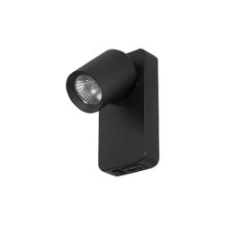Sieninis šviestuvas skirtas skaitymui GU10 Timo JUODA USB A+C