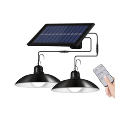 Šviestuvas aukštoms patalpoms Saulės energija įkraunamas 2 vnt. Nuotolinio valdymo pultelis