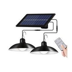 Šviestuvas aukštoms patalpoms Saulės energija įkraunamas 2 vnt. Nuotolinio valdymo pultelis