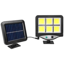 Prožektorius LED Saulės energija įkraunamas IP54 6xCOB PIR judesio daviklis