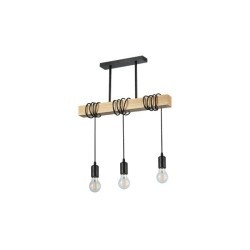 Pakabinamas šviestuvas LED E27 Nido x3 50cm JUODA + Medis