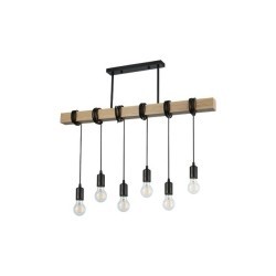 Pakabinamas šviestuvas LED E27 Nido x6 80cm JUODA + Medis