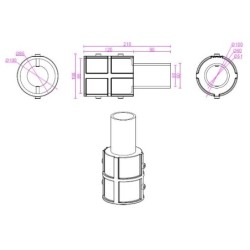 Šviestuvo ant stulpo adapteris Minimalistinis 80mm-60mm