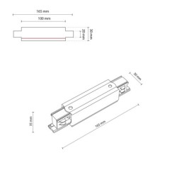 Bėginės sistemos TRACER 3-fazių priedas - tiesus sujungimas JUODA