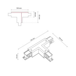 Bėginės sistemos TRACER 3-fazių priedas - T formos sujungimas  JUODA