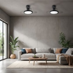 Lubinis šviestuvas su ventiliatoriumi BREEZE 1xLED 18W 2700, 4000, 6000K (CCT keičiama) JUODA