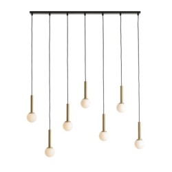 Pakabinamas šviestuvas RIU 7 Juodas / BRASS 7xG9 Geležis, Stiklas (1121T40)