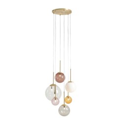 Pakabinamas šviestuvas BOSSO 6 RING MULTICOLOUR 6xG9 / 1xE27 Geležis, Stiklas (1119K40_R)