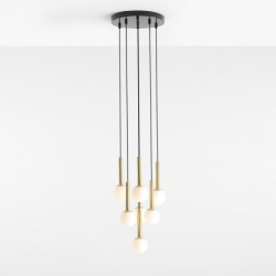 Pakabinamas šviestuvas RIU 7 RING Juodas BRASS 7xG9 Geležis, Stiklas (1103T1)