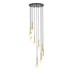 Pakabinamas šviestuvas RIU 9 RING Juodas BRASS 9xG9 Geležis, Stiklas (1103N1)