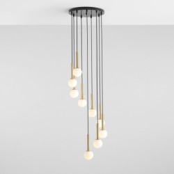 Pakabinamas šviestuvas RIU 9 RING Juodas BRASS 9xG9 Geležis, Stiklas (1103N1)