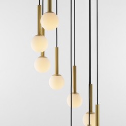 Pakabinamas šviestuvas RIU 9 RING Juodas BRASS 9xG9 Geležis, Stiklas (1103N1)