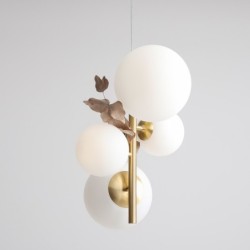 Pakabinamas šviestuvas BLOOM 4 BRASS 2xE14 / 2xE27 Geležis, Stiklas (1091L40)