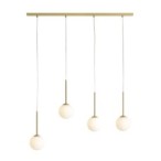 Pakabinamas šviestuvas BOSSO 4 BRASS 4xE14 Geležis, Stiklas (1087L40)
