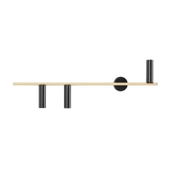 Sieninis šviestuvas TREVO 3 Juodas BRASS (left) 3xGU10 mini Geležis (1083Y40)