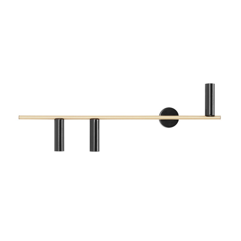 Sieninis šviestuvas TREVO 3 Juodas BRASS (left) 3xGU10 mini Geležis (1083Y40)