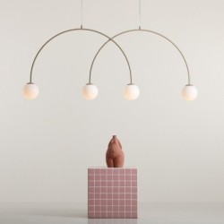 Pakabinamas šviestuvas UNA 4 BEIGE L 4xE14 Geležis, Stiklas (1116L17_L)