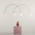 Pakabinamas šviestuvas UNA 4 BEIGE L 4xE14 Geležis, Stiklas (1116L17_L)