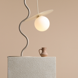 Pakabinamas šviestuvas LOOP CREAM S 1xE14 Geležis, Stiklas (1125G9_S)