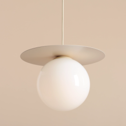 Pakabinamas šviestuvas LOOP CREAM M 1xE27 Geležis, Stiklas (1125G9_M)