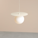 Pakabinamas šviestuvas LOOP CREAM M 1xE27 Geležis, Stiklas (1125G9_M)