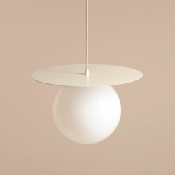 Pakabinamas šviestuvas LOOP CREAM L 1xE27 Geležis, Stiklas (1125G9_L)
