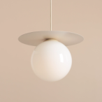Pakabinamas šviestuvas LOOP CREAM L 1xE27 Geležis, Stiklas (1125G9_L)