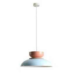 Pakabinamas šviestuvas ALDO LIGHT BABY BLUE + CORAL (47+ 23+ wood) 1xE27 Geležis (1152G29_11_J)