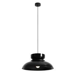 Pakabinamas šviestuvas ALDO DARK BLACK GLOSS (47+ 23+ wood) 1xE27 Geležis (1152G3_3_C)