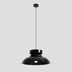 Pakabinamas šviestuvas ALDO DARK BLACK GLOSS (47+ 23+ wood) 1xE27 Geležis (1152G3_3_C)