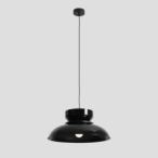 Pakabinamas šviestuvas ALDO DARK BLACK GLOSS (47+ 23+ wood) 1xE27 Geležis (1152G3_3_C)