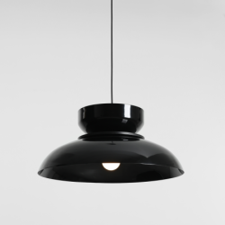 Pakabinamas šviestuvas ALDO DARK BLACK GLOSS (47+ 23+ wood) 1xE27 Geležis (1152G3_3_C)