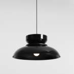 Pakabinamas šviestuvas ALDO DARK BLACK GLOSS (47+ 23+ wood) 1xE27 Geležis (1152G3_3_C)