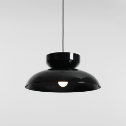 Pakabinamas šviestuvas ALDO DARK BLACK GLOSS (47+ 23+ wood) 1xE27 Geležis (1152G3_3_C)