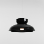 Pakabinamas šviestuvas ALDO DARK BLACK GLOSS (47+ 23+ wood) 1xE27 Geležis (1152G3_3_C)