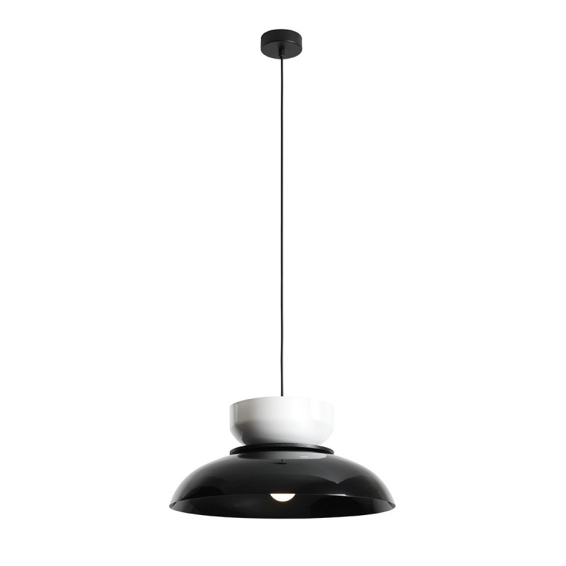 Pakabinamas šviestuvas ALDO DARK BLACK GLOSS + WHITE GLOSS (47+ 23+ wood) 1xE27 Geležis (1152G3_2_C)