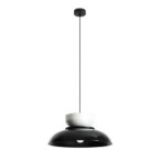 Pakabinamas šviestuvas ALDO DARK BLACK GLOSS + WHITE GLOSS (47+ 23+ wood) 1xE27 Geležis (1152G3_2_C)