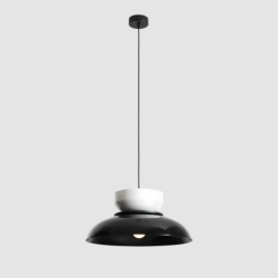 Pakabinamas šviestuvas ALDO DARK BLACK GLOSS + WHITE GLOSS (47+ 23+ wood) 1xE27 Geležis (1152G3_2_C)