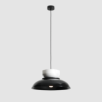Pakabinamas šviestuvas ALDO DARK BLACK GLOSS + WHITE GLOSS (47+ 23+ wood) 1xE27 Geležis (1152G3_2_C)