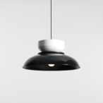 Pakabinamas šviestuvas ALDO DARK BLACK GLOSS + WHITE GLOSS (47+ 23+ wood) 1xE27 Geležis (1152G3_2_C)
