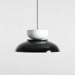 Pakabinamas šviestuvas ALDO DARK BLACK GLOSS + WHITE GLOSS (47+ 23+ wood) 1xE27 Geležis (1152G3_2_C)