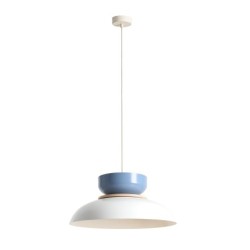Pakabinamas šviestuvas ALDO LIGHT WHITE GLOSS + DUSTY BLUE (47+ 23+ wood) 1xE27 Geležis (1152G2_16_J)