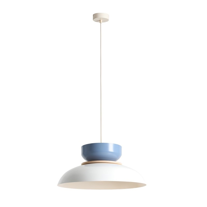 Pakabinamas šviestuvas ALDO LIGHT WHITE GLOSS + DUSTY BLUE (47+ 23+ wood) 1xE27 Geležis (1152G2_16_J)