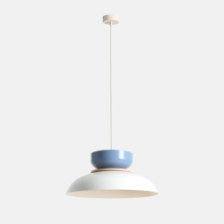 Pakabinamas šviestuvas ALDO LIGHT WHITE GLOSS + DUSTY BLUE (47+ 23+ wood) 1xE27 Geležis (1152G2_16_J)