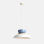 Pakabinamas šviestuvas ALDO LIGHT WHITE GLOSS + DUSTY BLUE (47+ 23+ wood) 1xE27 Geležis (1152G2_16_J)