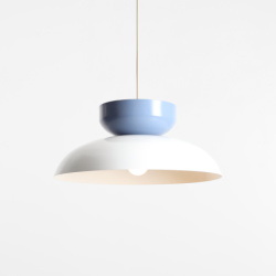Pakabinamas šviestuvas ALDO LIGHT WHITE GLOSS + DUSTY BLUE (47+ 23+ wood) 1xE27 Geležis (1152G2_16_J)
