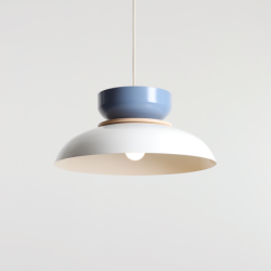 Pakabinamas šviestuvas ALDO LIGHT WHITE GLOSS + DUSTY BLUE (47+ 23+ wood) 1xE27 Geležis (1152G2_16_J)
