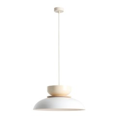 Pakabinamas šviestuvas ALDO LIGHT WHITE GLOSS + CREAM (47+ 23+ wood) 1xE27 Geležis (1152G2_9_J)