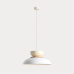 Pakabinamas šviestuvas ALDO LIGHT WHITE GLOSS + CREAM (47+ 23+ wood) 1xE27 Geležis (1152G2_9_J)