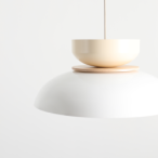 Pakabinamas šviestuvas ALDO LIGHT WHITE GLOSS + CREAM (47+ 23+ wood) 1xE27 Geležis (1152G2_9_J)